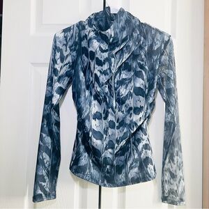 AllSaints Tia Long Sleeve Mesh Top in Inez Blue - US 4